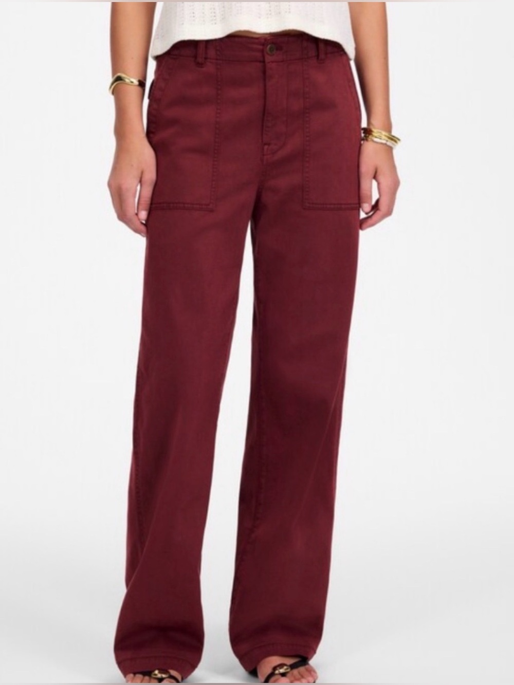 MADEWELL • Low Slung baggy utility pants - size 26 burgundy wine